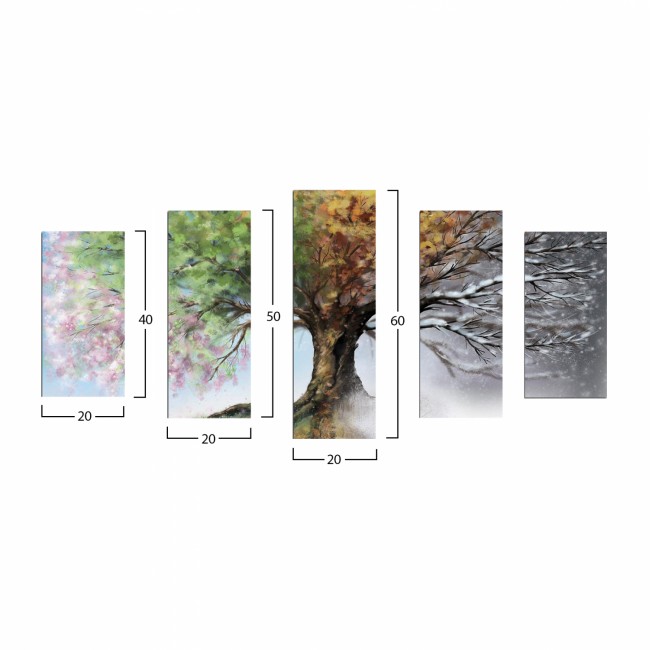 Πίνακας πεντάπτυχος "FOUR SEASONS" από mdf πολύχρωμος 100x60