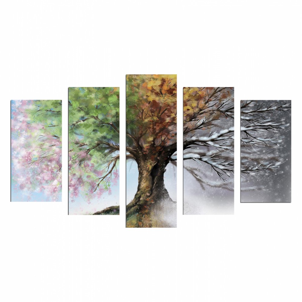 Πίνακας πεντάπτυχος "FOUR SEASONS" από mdf πολύχρωμος 100x60