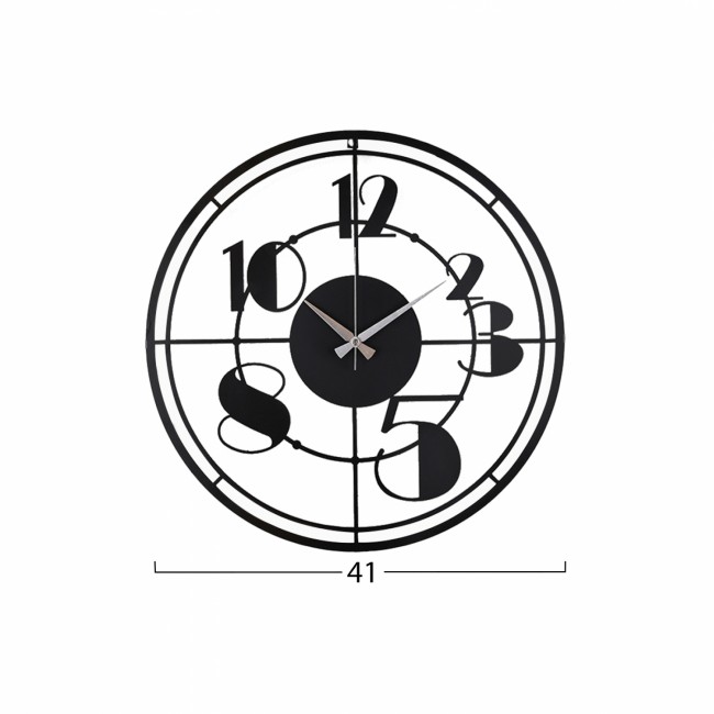 Ρολόι τοίχου από μέταλλο σε μαύρο χρώμα 41x41