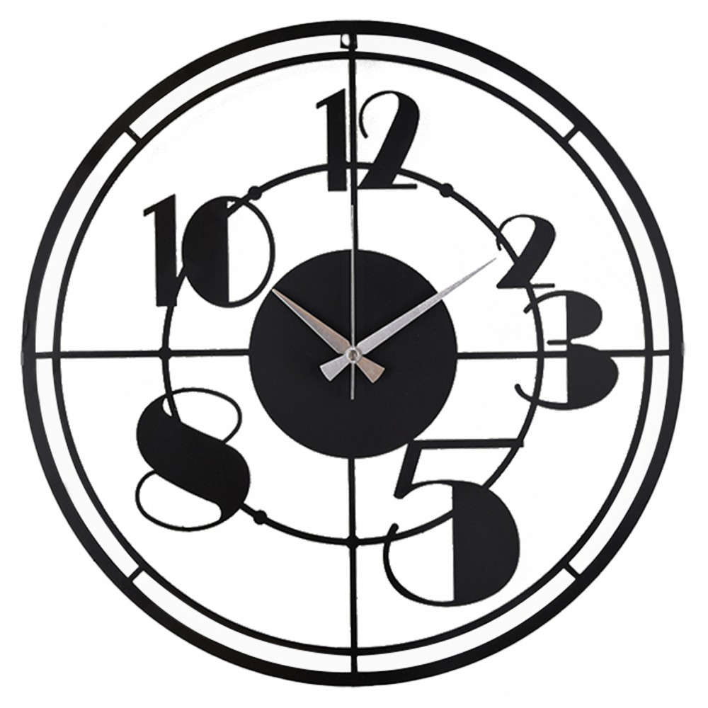 Ρολόι τοίχου από μέταλλο σε μαύρο χρώμα 41x41