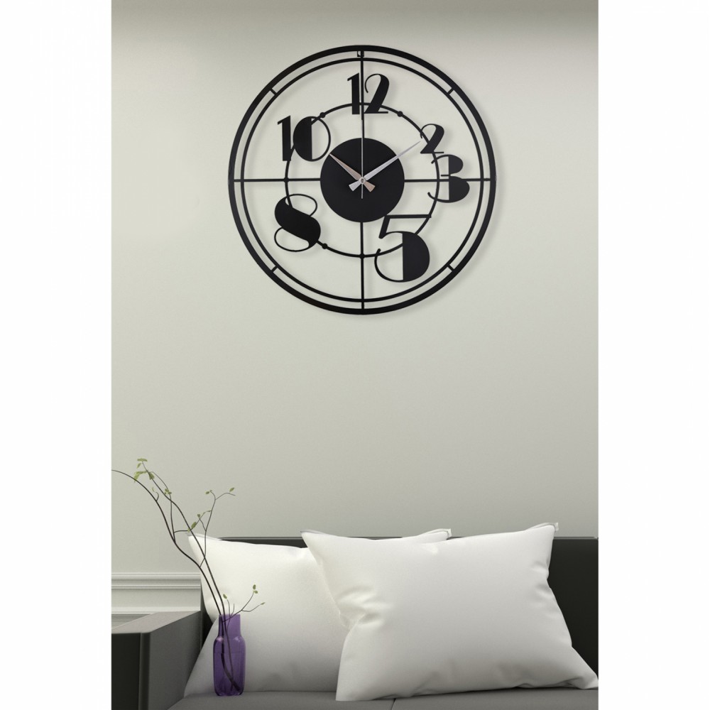 Ρολόι τοίχου από μέταλλο σε μαύρο χρώμα 41x41