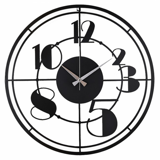 Ρολόι τοίχου από μέταλλο σε μαύρο χρώμα 41x41