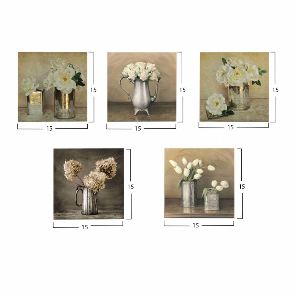 Πίνακας πεντάπτυχος "ROMANTIC FLOWERS" από mdf πολύχρωμος 75x15