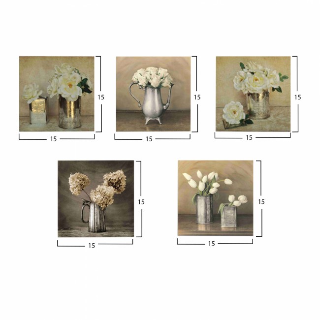 Πίνακας πεντάπτυχος "ROMANTIC FLOWERS" από mdf πολύχρωμος 75x15