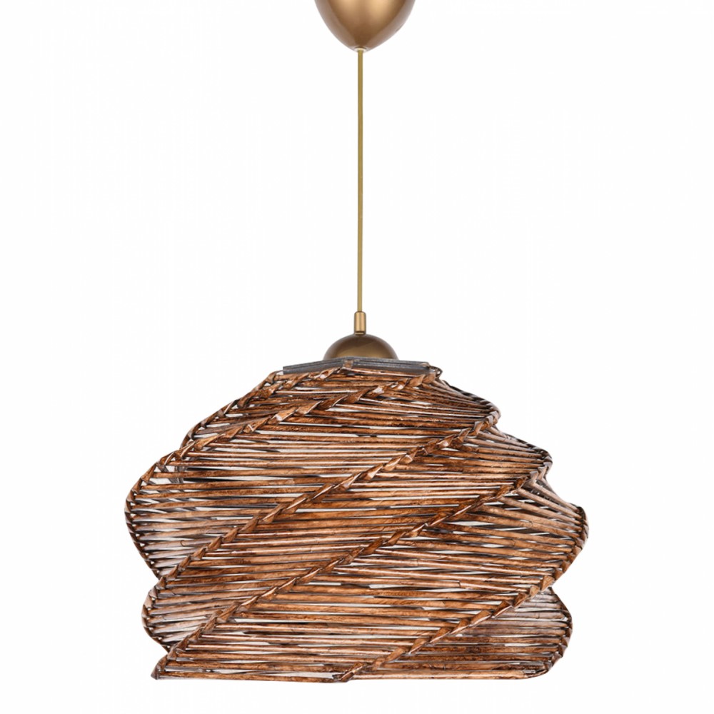 Μονόφωτο φωτιστικό από μπαμπού σε καρυδί χρώμα Φ32x65