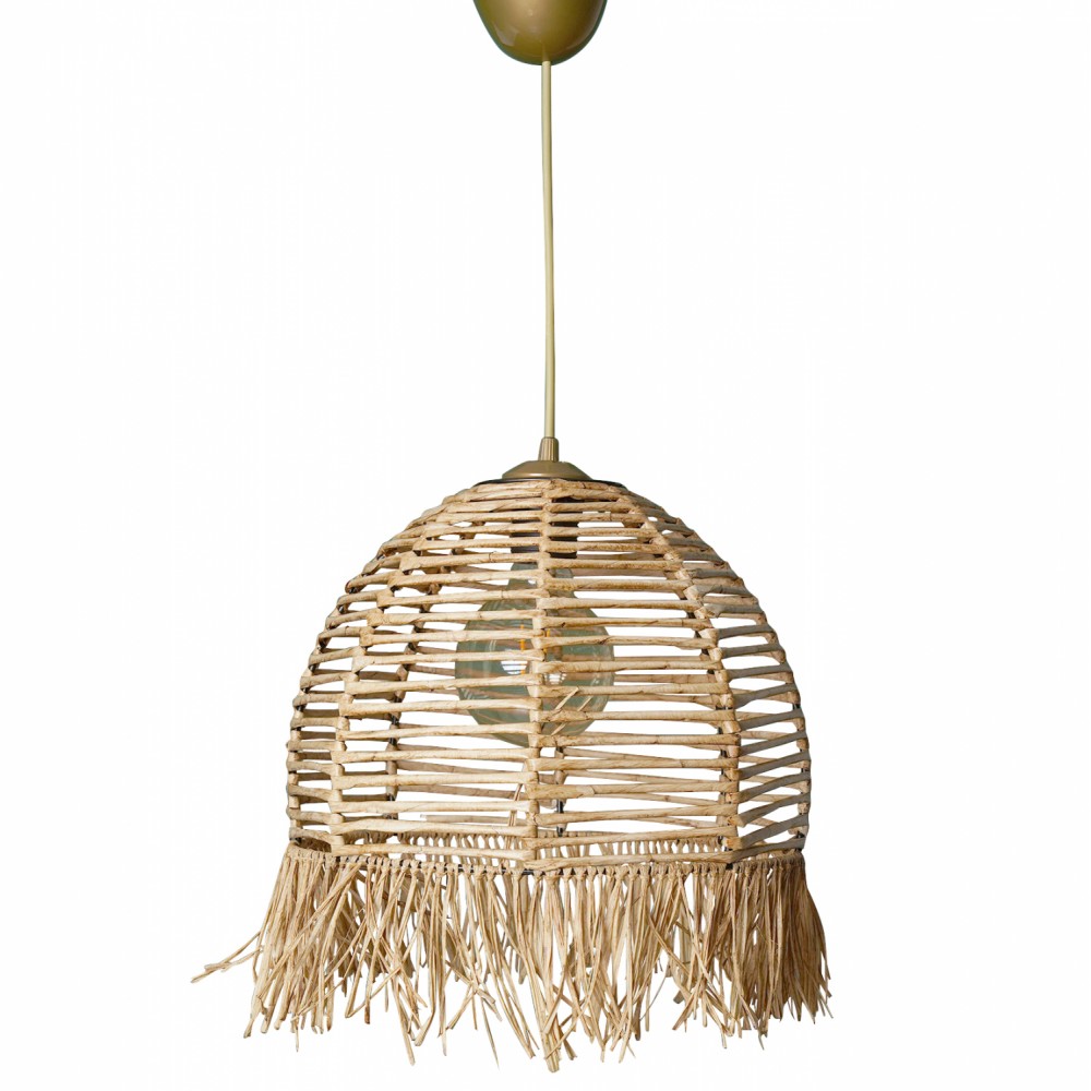 Μονόφωτο φωτιστικό από μπαμπού σε φυσικό χρώμα E27 Φ30x80