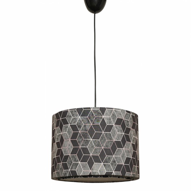 Μονόφωτο φωτιστικό από ύφασμα σε μαύρο-γκρι χρώμα Ε27 Φ28x65