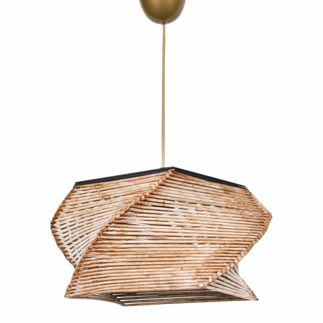 Μονόφωτο φωτιστικό από μπαμπού σε φυσικό χρώμα Ε27 Φ36x65