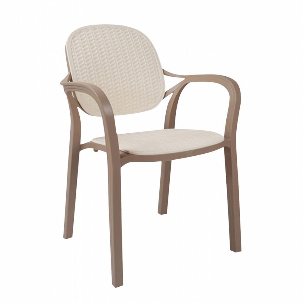 Πολυθρόνα από PP σε καπουτσίνο/μπεζ χρώμα 57x57x83