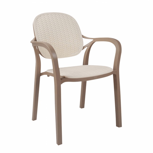 Πολυθρόνα από PP σε καπουτσίνο/μπεζ χρώμα 57x57x83