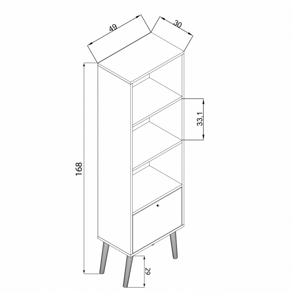 Βιβλιοθήκη "IGNATIUS" χρώμα sonoma/λευκό 49x30x168