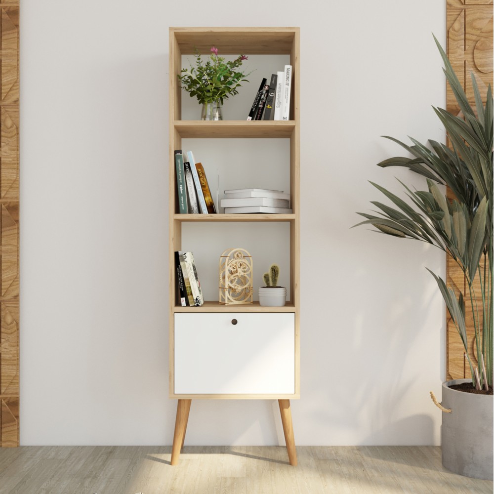 Βιβλιοθήκη "IGNATIUS" χρώμα sonoma/λευκό 49x30x168