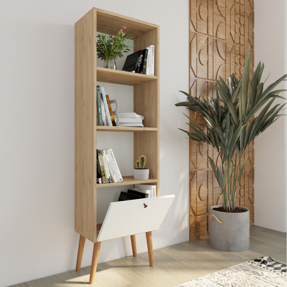 Βιβλιοθήκη "IGNATIUS" χρώμα sonoma/λευκό 49x30x168