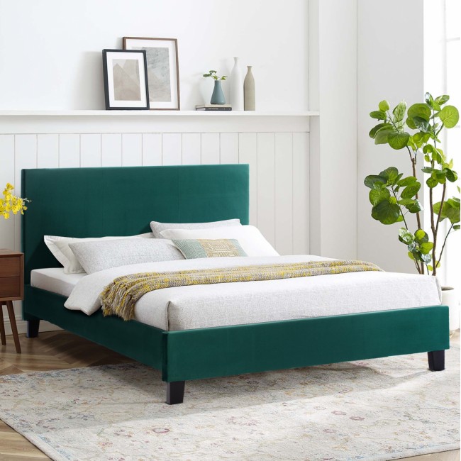 Κρεβάτι "BECCA" από βελούδο σε χρώμα κυπαρισσί 150x200