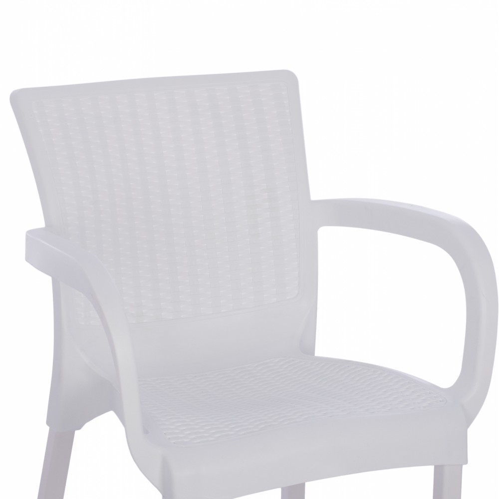 Πολυθρόνα κήπου από πολυπροπυλένιο/rattan σε χρώμα λευκό 60x60x82