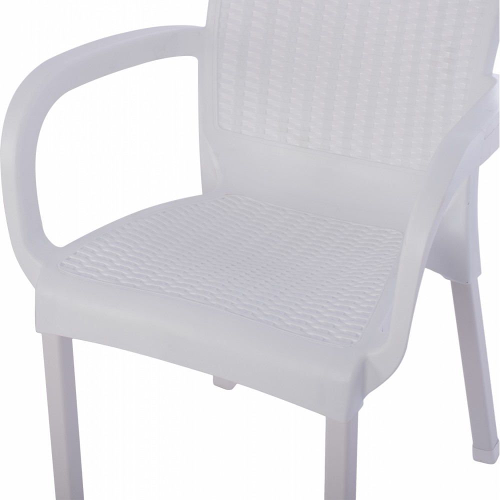 Πολυθρόνα κήπου από πολυπροπυλένιο/rattan σε χρώμα λευκό 60x60x82
