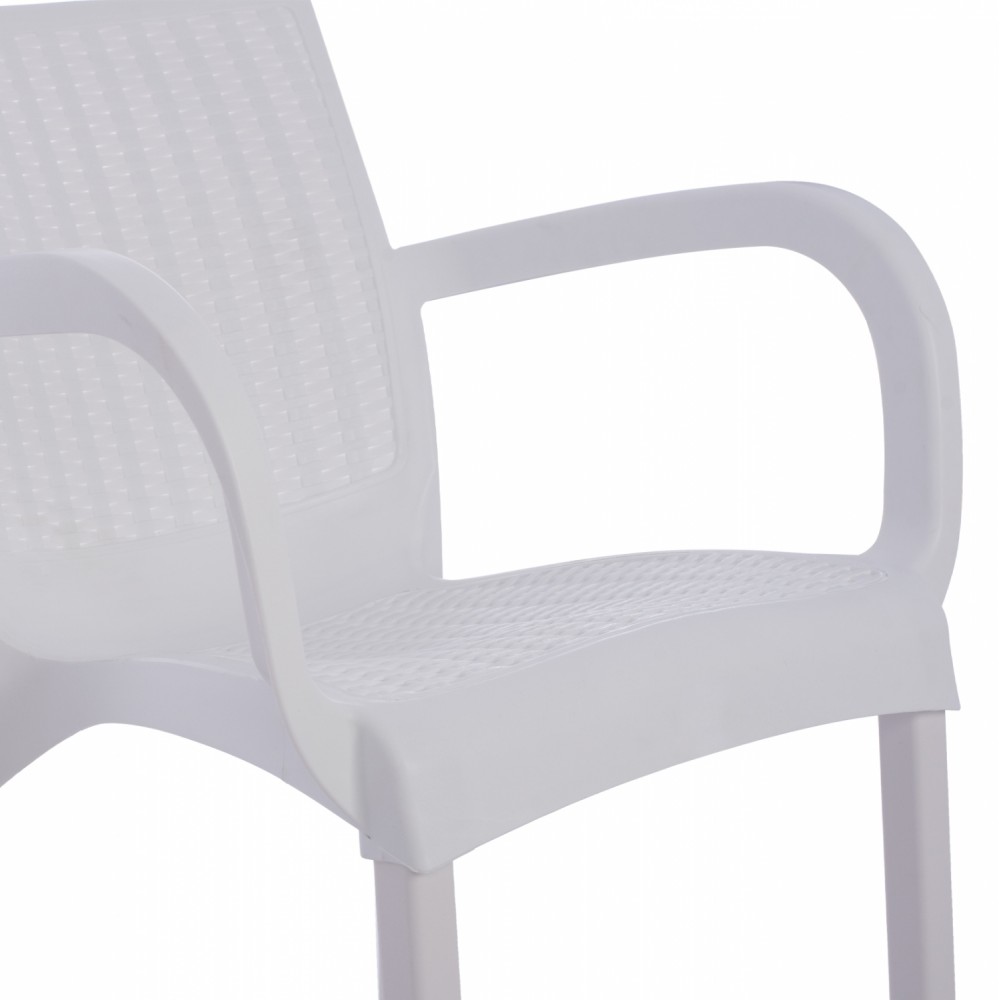 Πολυθρόνα κήπου από πολυπροπυλένιο/rattan σε χρώμα λευκό 60x60x82