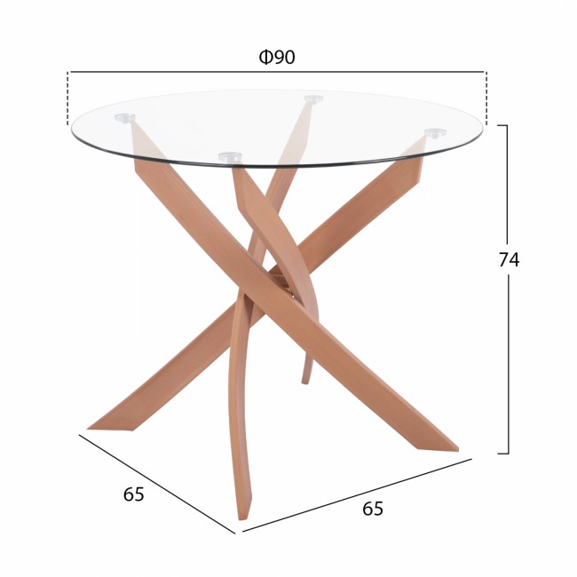 Σετ τραπεζαρίας 5τμχ από μέταλλο/γυαλί σε χρώμα φυσικό/γκρι Φ90X74