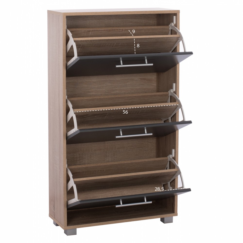 Παπουτσοθήκη "DAVINA" σε sonoma/γκρι χρώμα 62x24x110