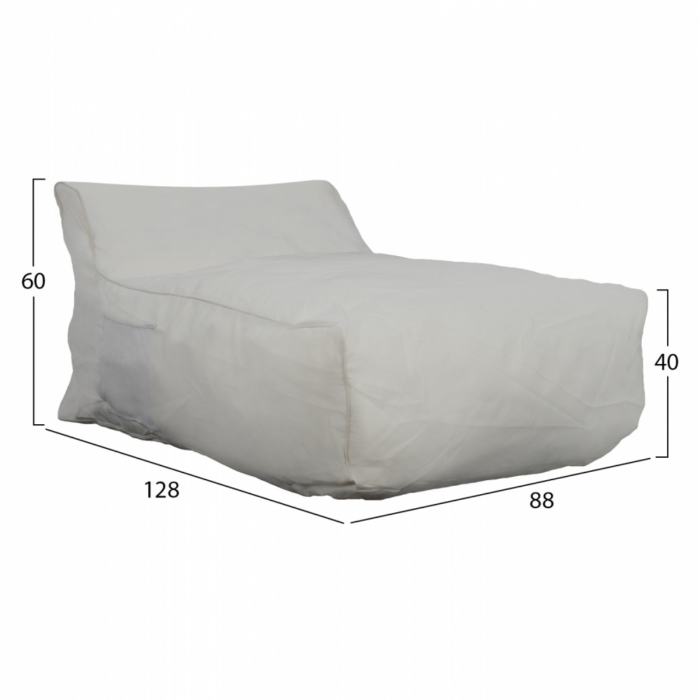 Πουφ "ZAFER" από textilene σε λευκό χρώμα 88x128x40