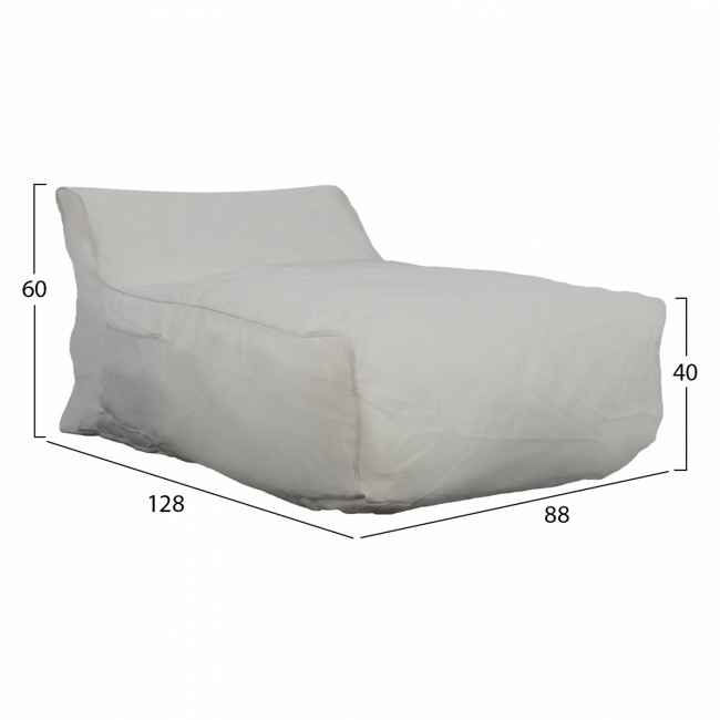 Πουφ "ZAFER" από textilene σε λευκό χρώμα 88x128x40