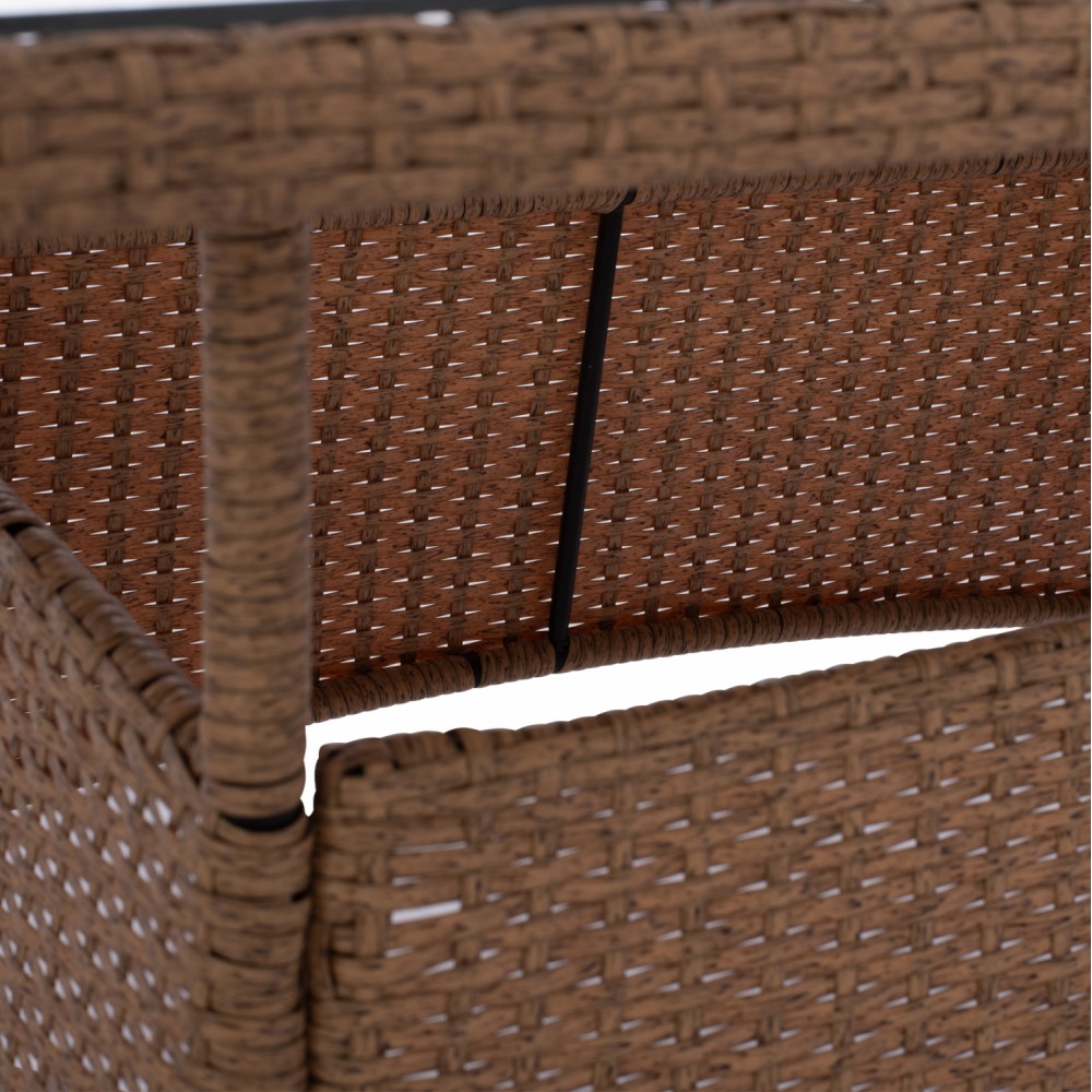 Τραπέζι "MILITARY" από μέταλλο/wicker/γυαλί σε μπεζ/καφέ χρώμα 120x70x75