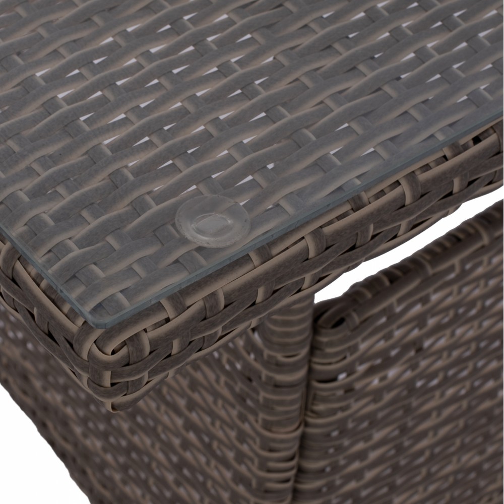 Τραπέζι "MILITARY" από μέταλλο/wicker/γυαλί σε γκρι χρώμα 120x70x75