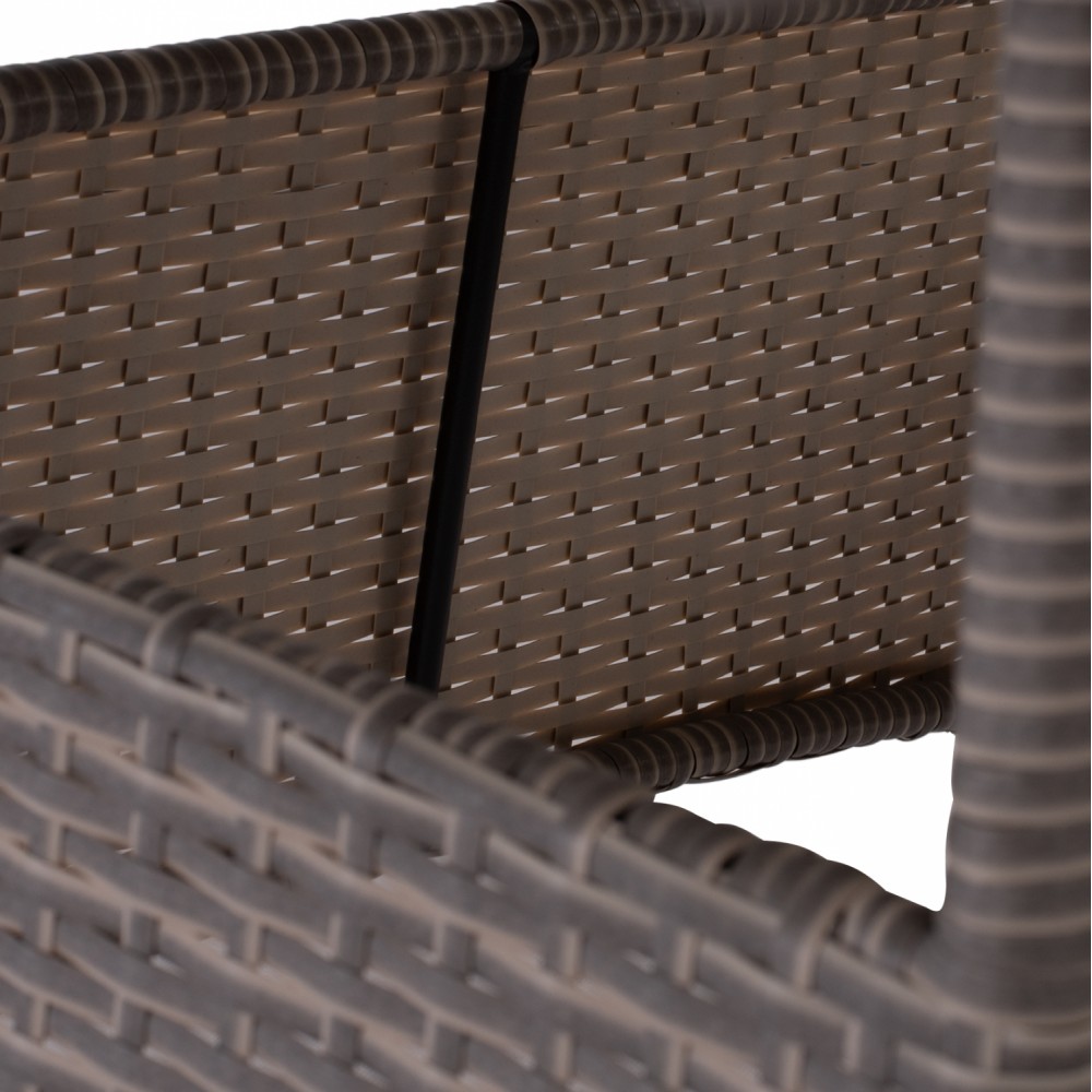 Τραπέζι "MILITARY" από μέταλλο/wicker/γυαλί σε γκρι χρώμα 120x70x75