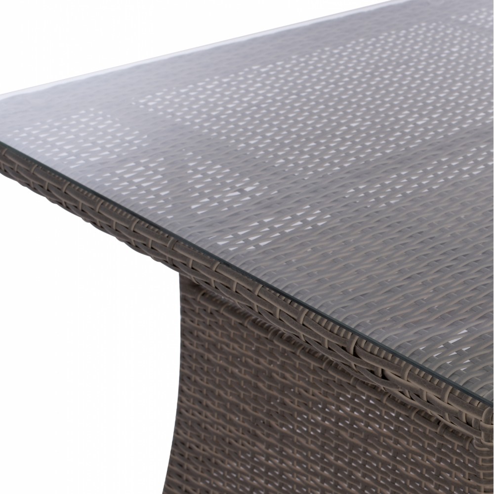 Τραπέζι "MINSK" από μέταλλο/wicker/γυαλί σε γκρι χρώμα 150x90x75