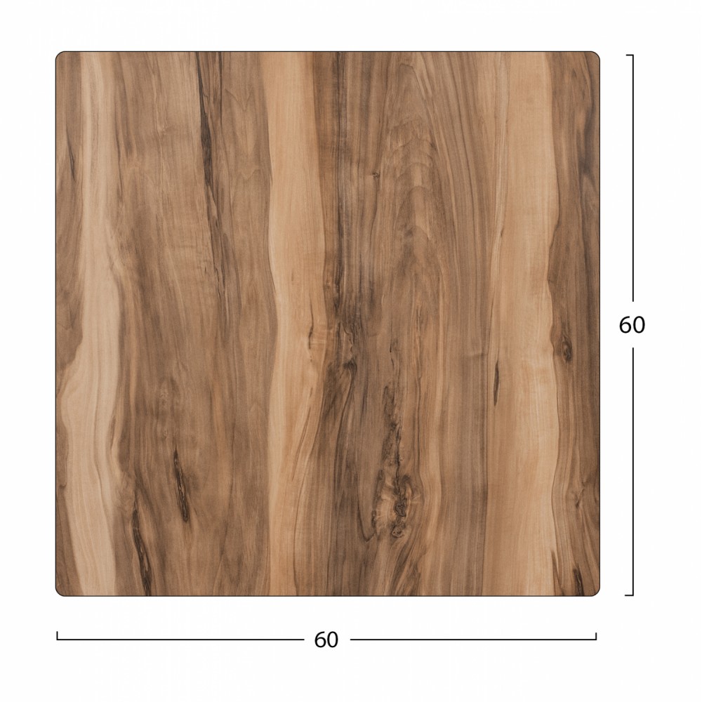 Επιφάνεια τραπεζιού από HPL σε χρώμα καρυδί 60x60x1,2