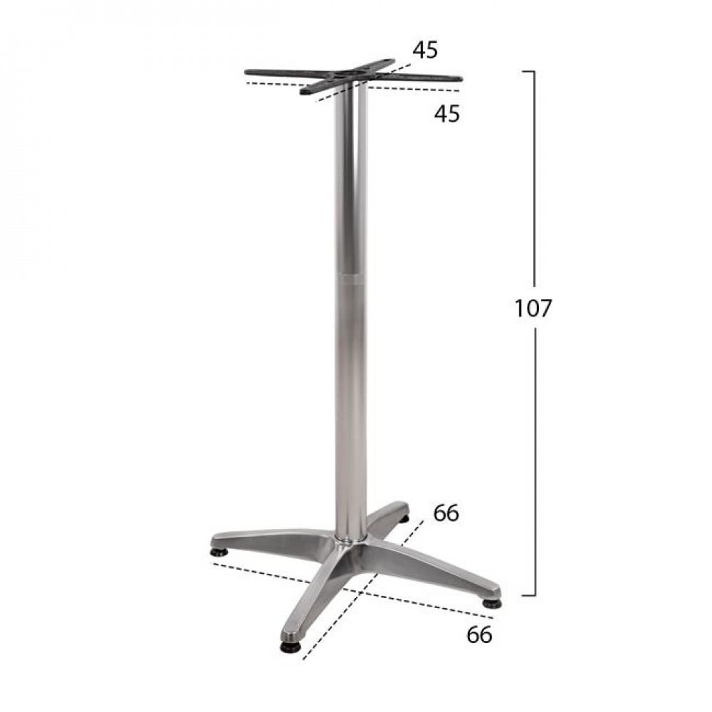 Βάση τραπεζιού από αλουμίνιο σε χρωμίου χρώμα 45x45x107