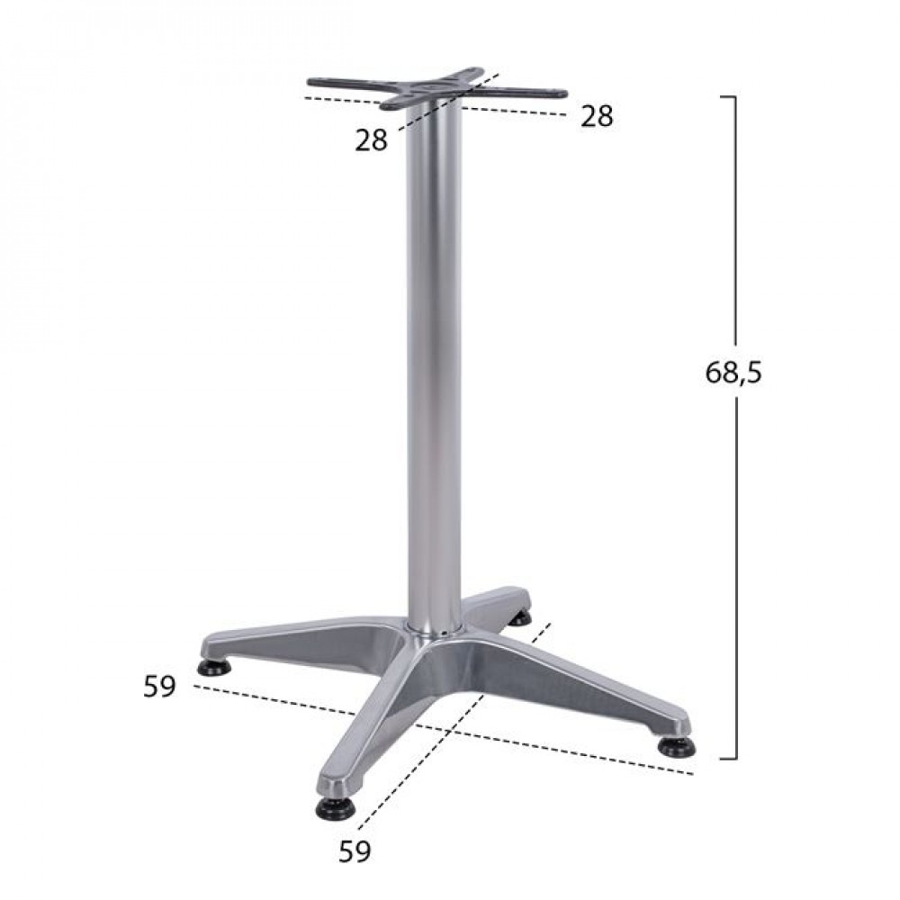 Βάση τραπεζιού από μέταλλο σε χρώμα χρωμιού 58x58x68,5