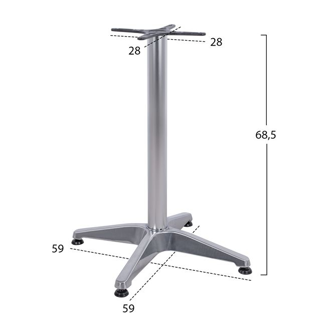 Βάση τραπεζιού από μέταλλο σε χρώμα χρωμιού 58x58x68,5