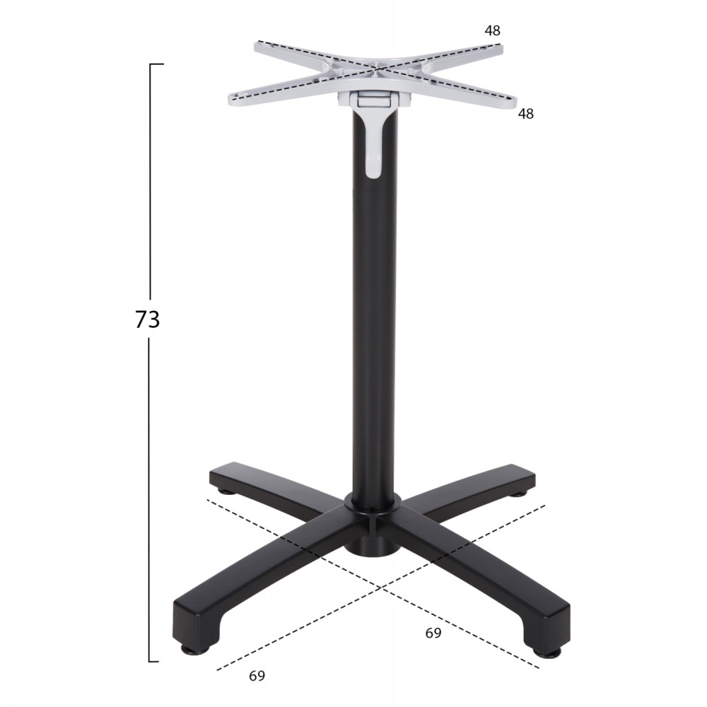 Βάση τραπεζιού πτυσσόμενη από αλουμίνιο σε μαύρο χρώμα 69x69x73/92