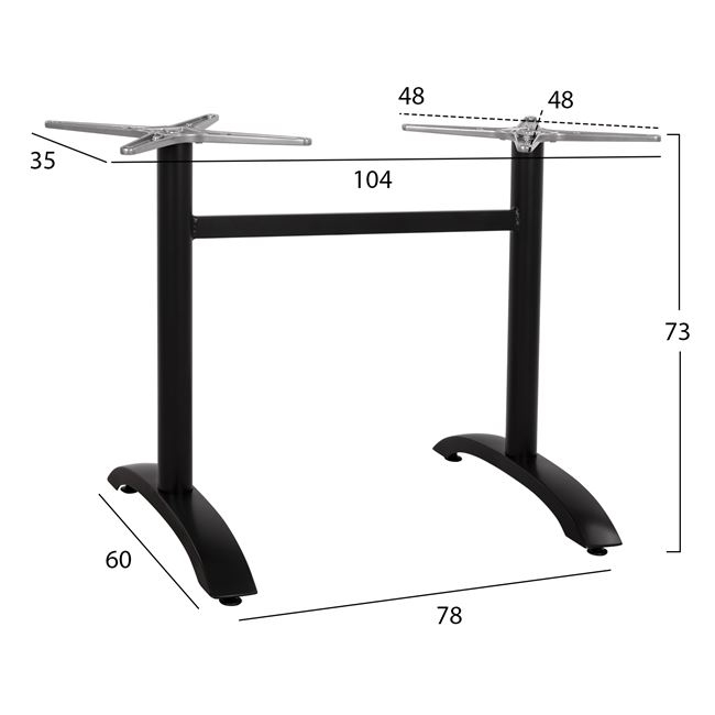 Βάση τραπεζιού δίστηλη από αλουμίνιο σε μαύρο χρώμα 78x60x73