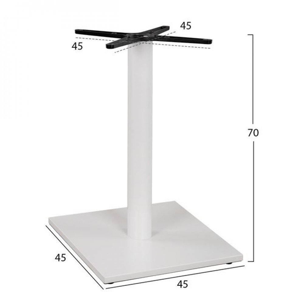 Βάση τραπεζιού από αλουμίνιο σε λευκό χρώμα 45x45x70