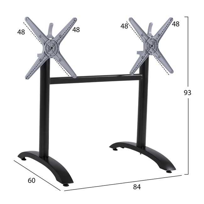 Βάση τραπεζιού πτυσσόμενη από αλουμίνιο σε μαύρο χρώμα 84x60x93