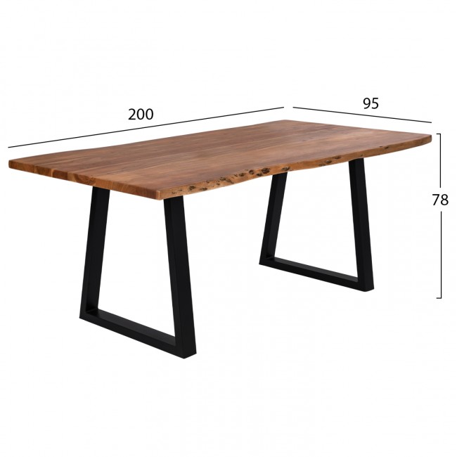 Τραπέζι "MONTANA" από ξύλο/μέταλλο σε χρώμα φυσικό/μαύρο 200x93x74