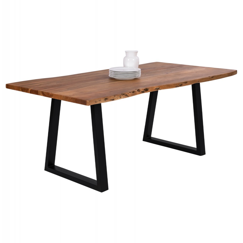 Τραπέζι "MONTANA" από ξύλο/μέταλλο σε χρώμα φυσικό/μαύρο 200x93x74