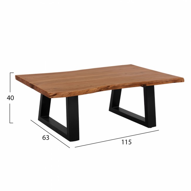 Τραπέζι σαλονιού "MONTANA" από ξύλο/μέταλλο σε φυσικό/μαύρο χρώμα 115x63x40