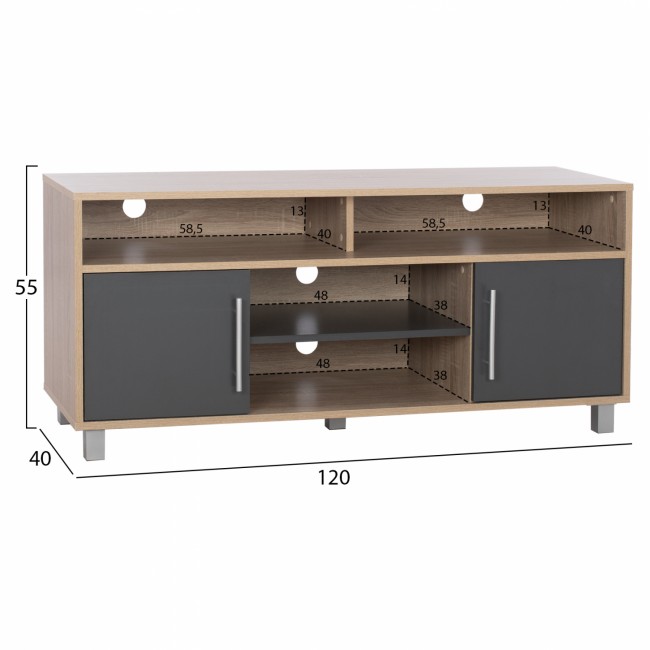 Έπιπλο τηλεόρασης "DANNA" σε χρώμα σονόμα/γκρι 120x40x55