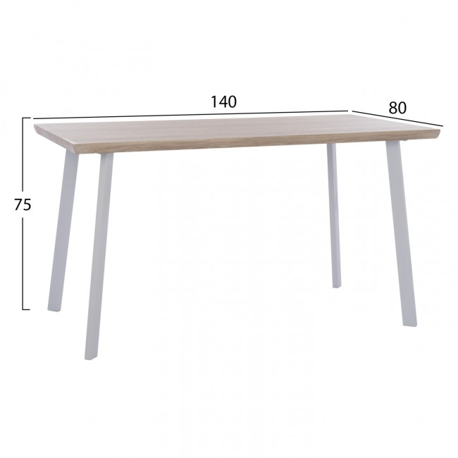 Τραπέζι "OFIRA" από MDF/μέταλλο σε sonoma/λευκό χρώμα 140x80x76