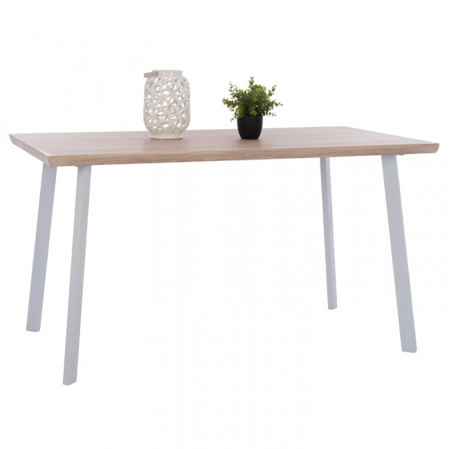 Τραπέζι "OFIRA" από MDF/μέταλλο σε sonoma/λευκό χρώμα 140x80x76