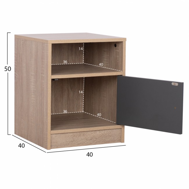 Κομοδίνο "MALORY" σε sonoma/γκρι χρώμα 40x40x50