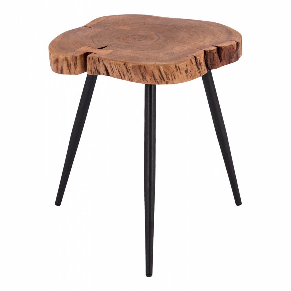 Τραπέζι βοηθητικό "JAX" από μασίφ ξύλο/μέταλλο σε φυσικό/μαύρο χρώμα 38x40x48