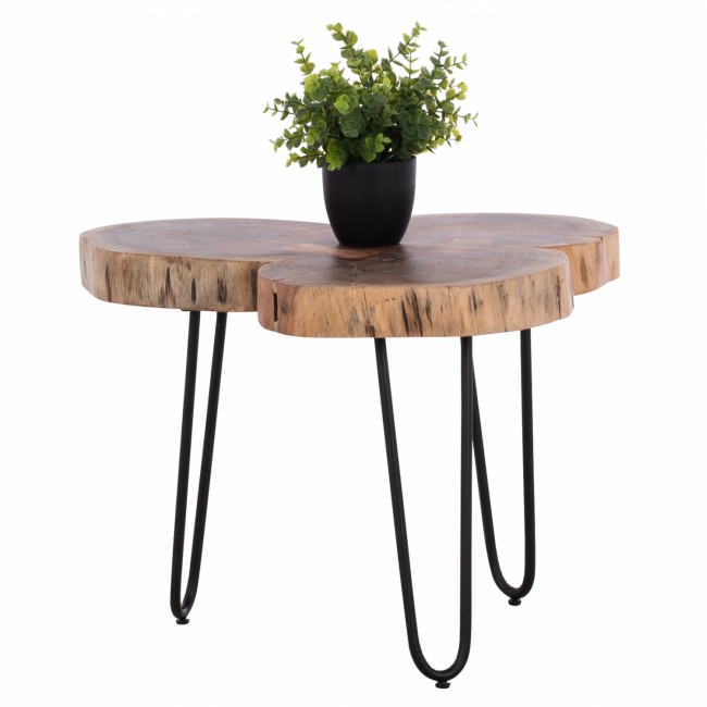 Τραπέζι σαλονιού "OSLO" από μασίφ ξύλο/μέταλλο σε φυσικό/μαύρο χρώμα 57x57x40