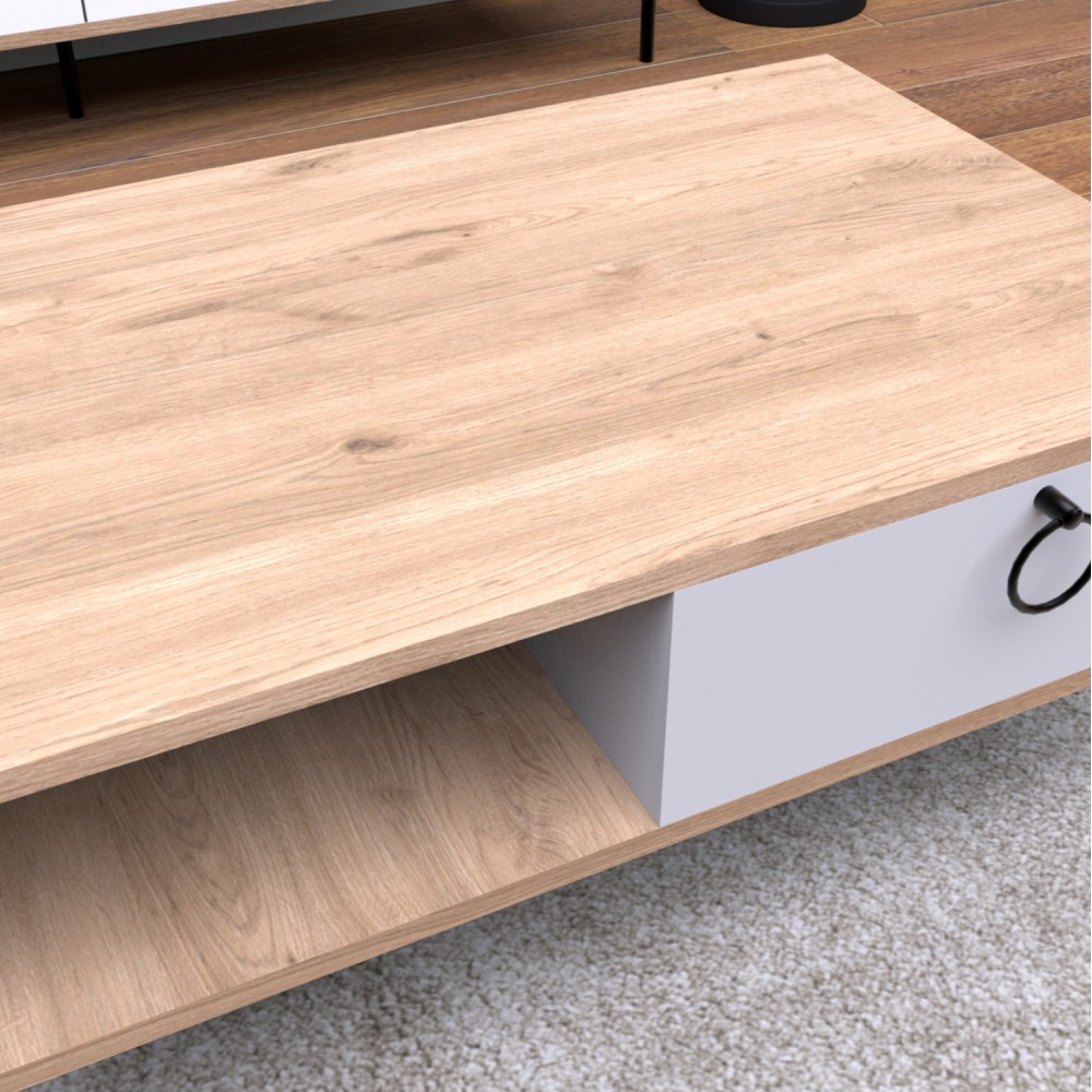 Τραπέζι σαλονιού σε sonoma/λευκό/μαύρο χρώμα 90x56x37.5