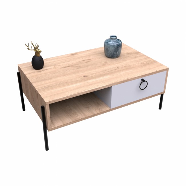 Τραπέζι σαλονιού σε sonoma/λευκό/μαύρο χρώμα 90x56x37.5