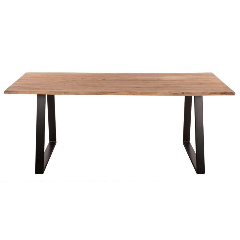 Τραπέζι "SOFIA" από μασίφ ξύλο/μέταλλο σε φυσικό/μαύρο χρώμα 200x100x77