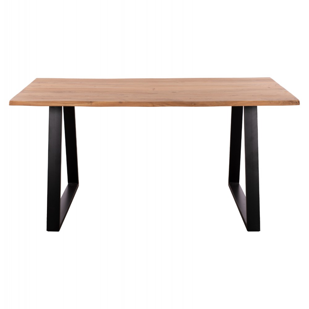 Τραπέζι "SOFIA SLIM" από μασίφ ξύλο/μέταλλο σε φυσικό/μαύρο χρώμα 160x90x76